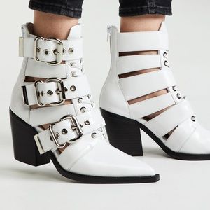 JEFFREY CAMPBELL Caceres Bootie In White Leather